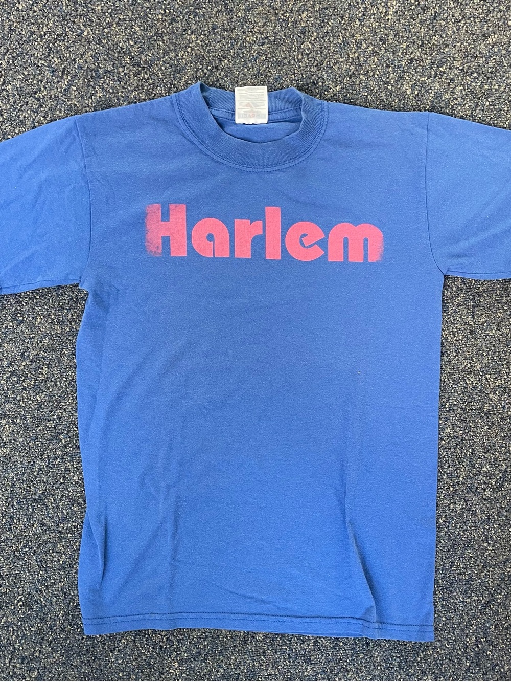 Harlem Graphic Tee Men’s S Blue with Pinkish/Red Lettering